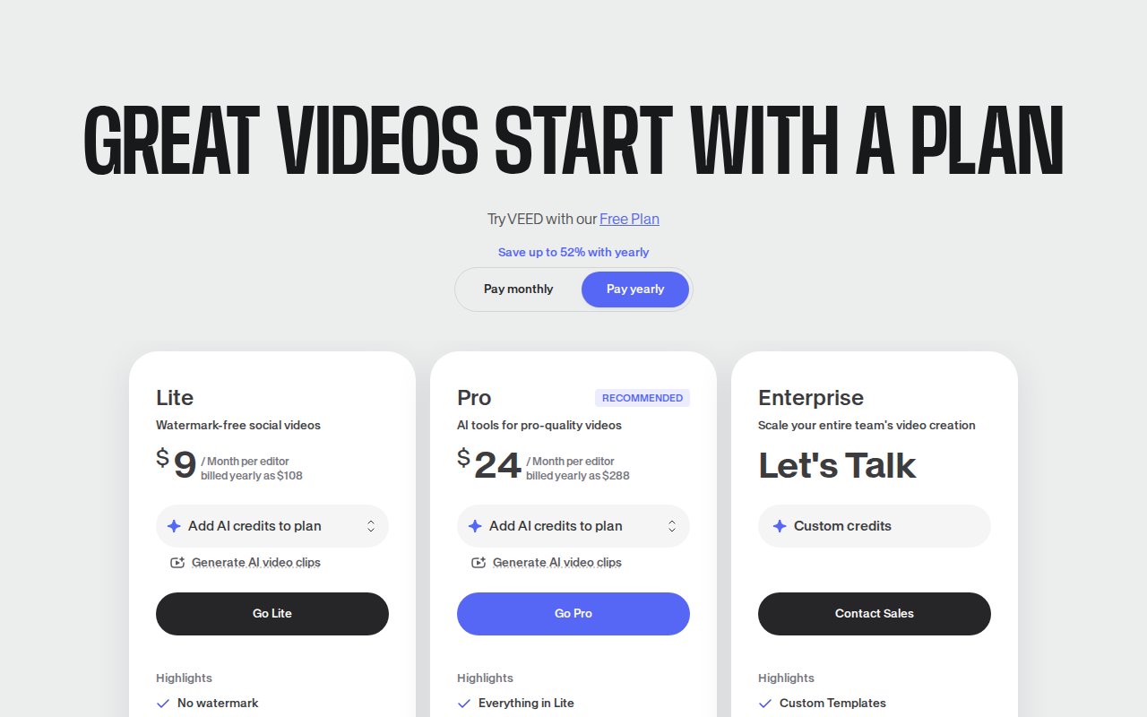VEED.io Pricing Plans