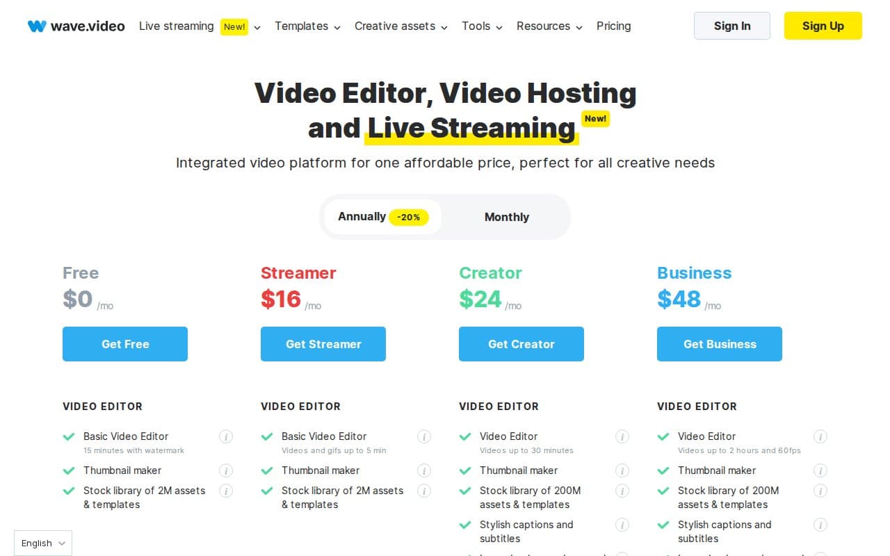 Wave.video Pricing Plans